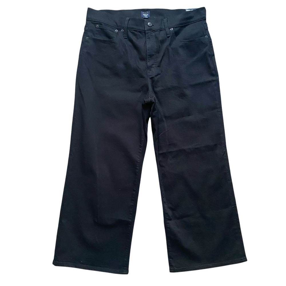 J.CREW Wide-Leg  Cropped All Day Stretch Jeans Women 33 Black High Rise Casual